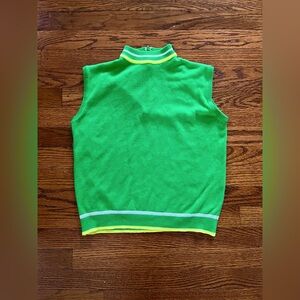 Vintage 100% Virgin Acrylic Fiber Sleeveless Sweater Green M Republic of Korea